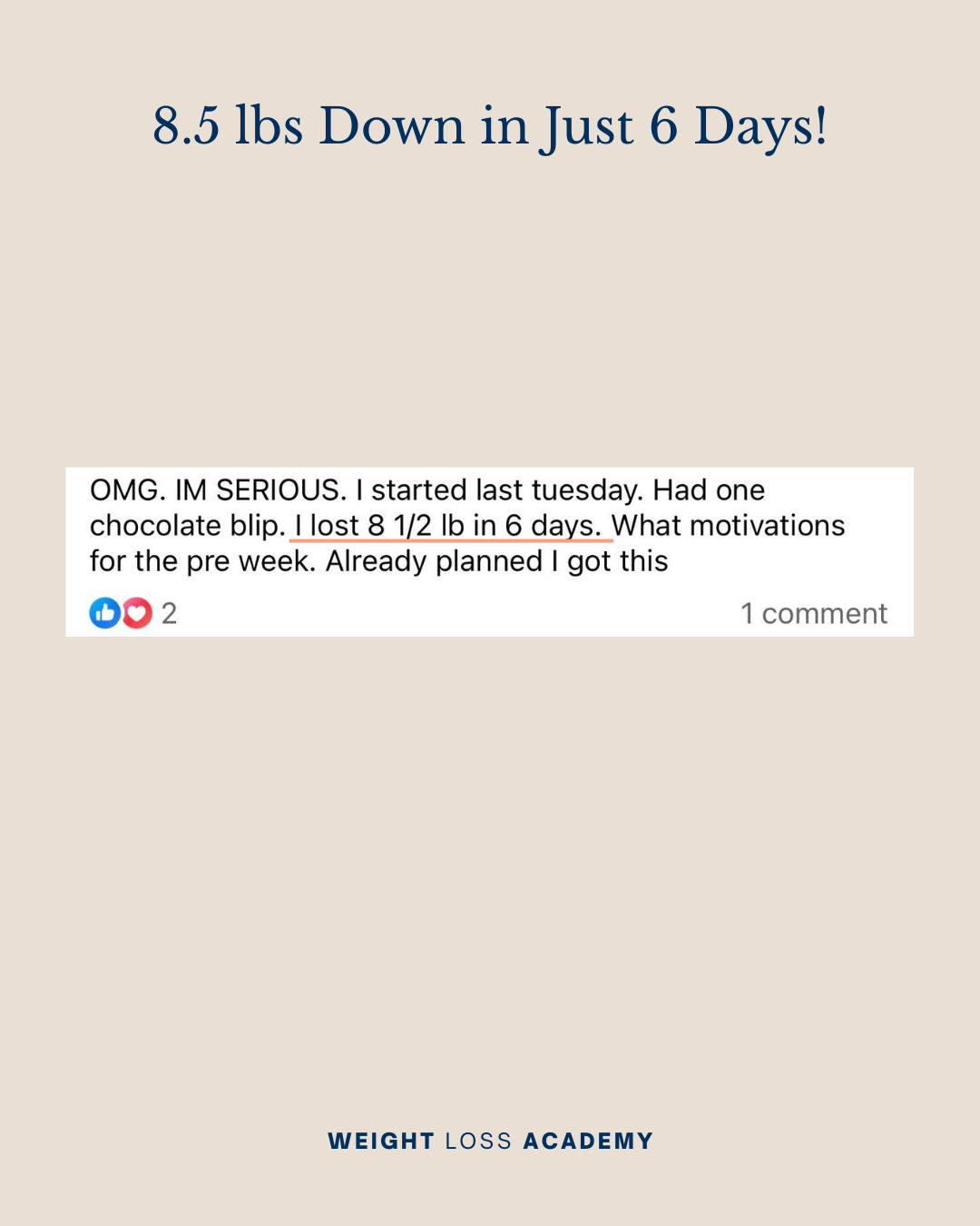 21 Day Reset - Written Testimonial - 8.5lbs down in 6 days