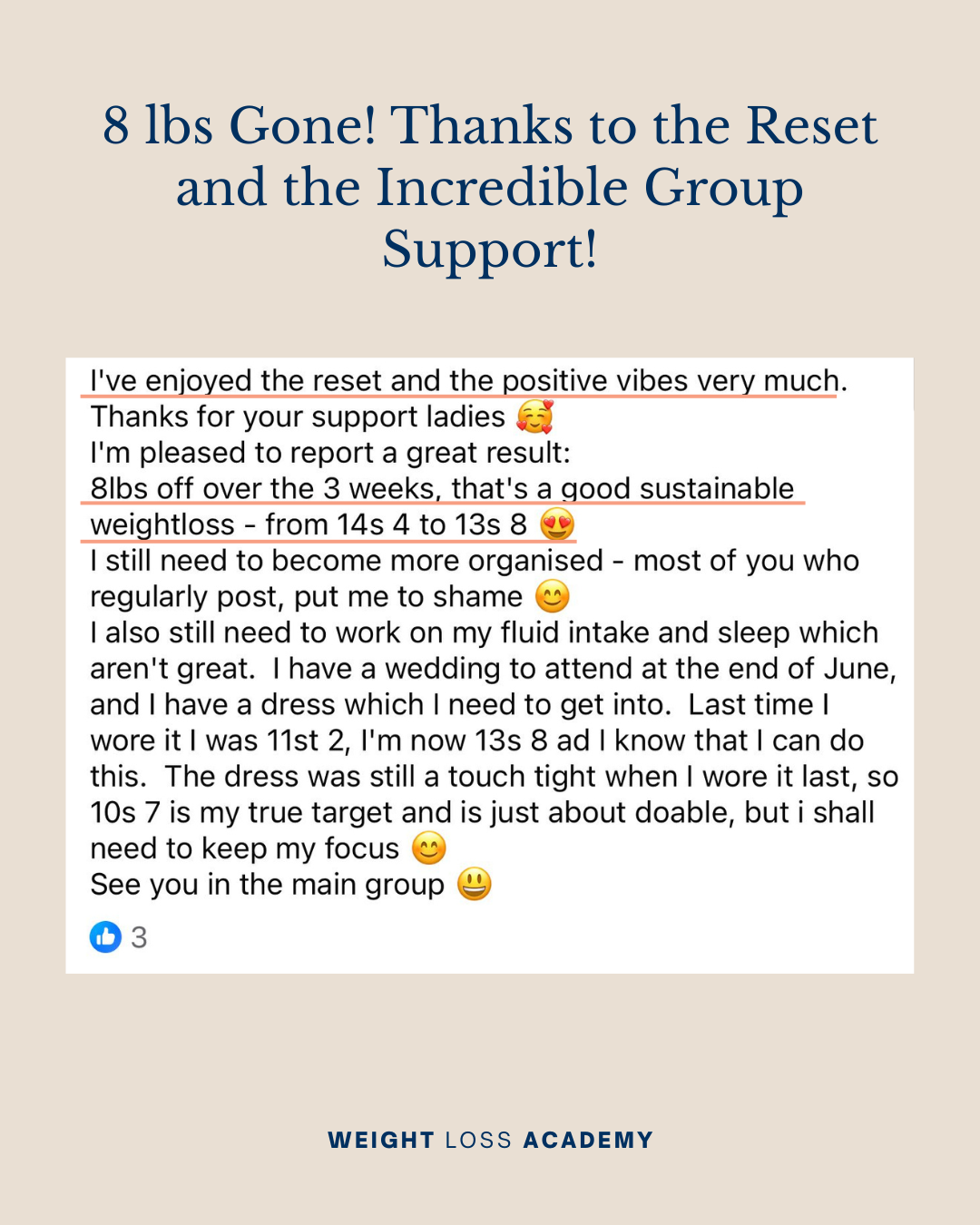 21 Day Reset - Written Testimonial - 8lbs gone
