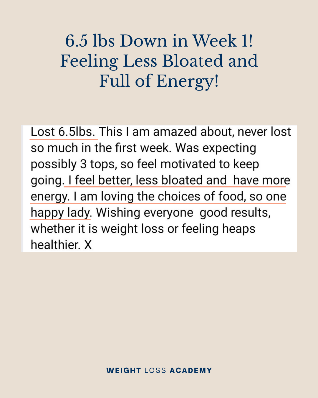 21 Day Reset - Written Testimonial - 6.5lbs lost in 1 week