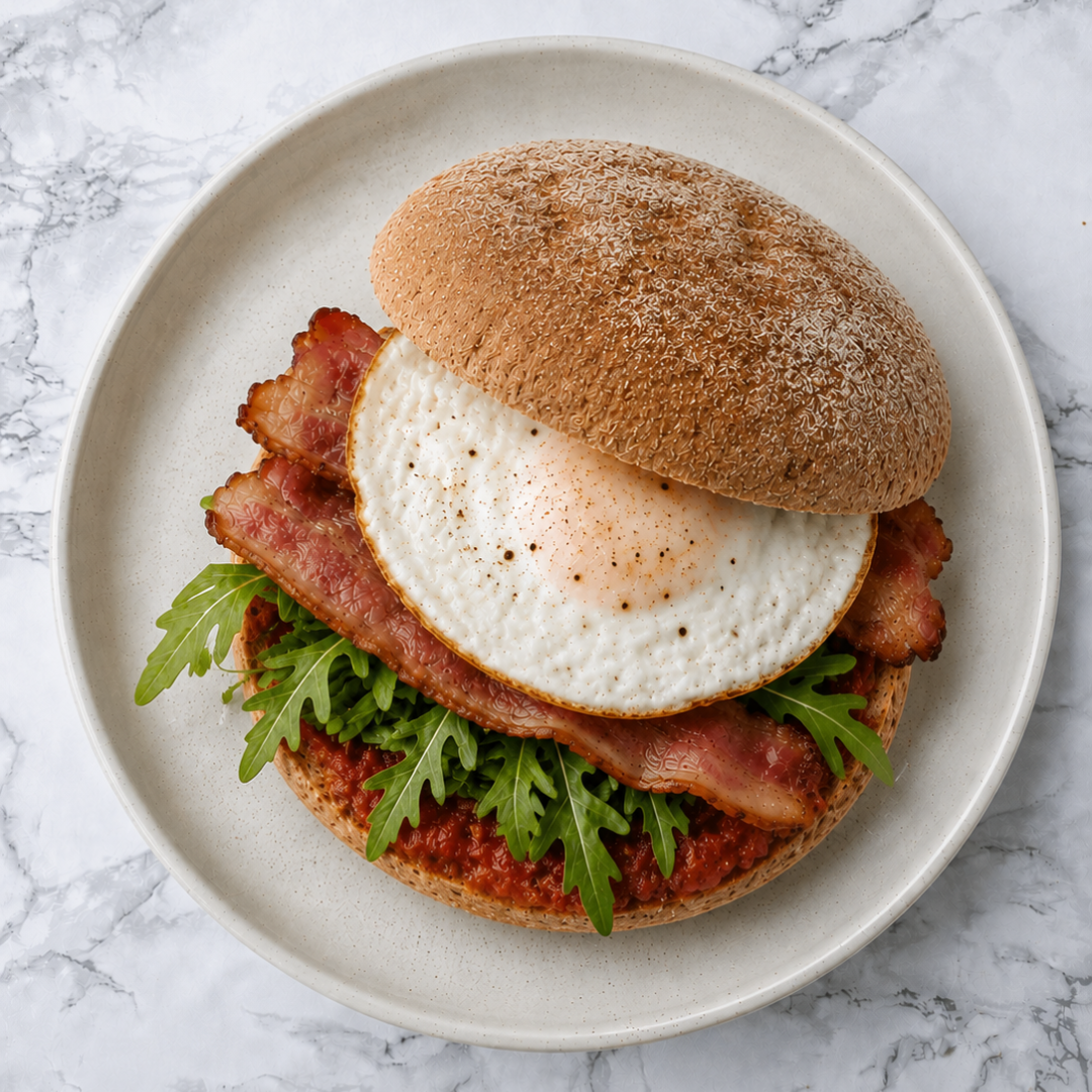 Bacon, Egg & Relish Breakfast Bap