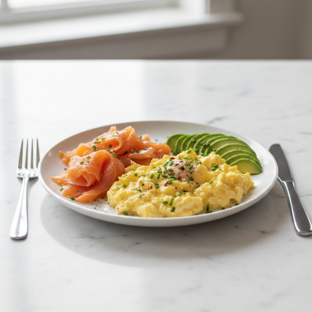 Smoked Salmon, Scrambled Eggs & Avocado