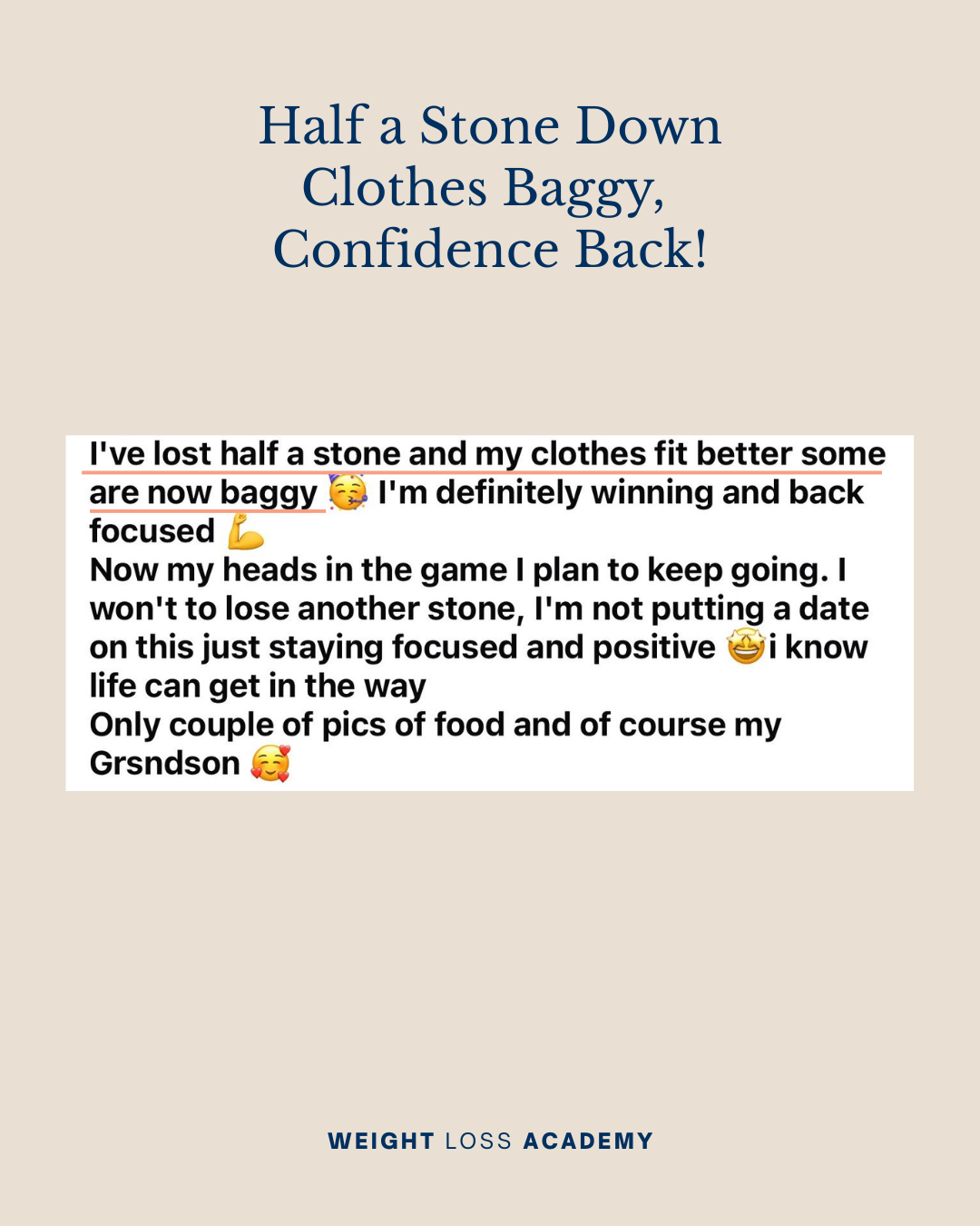 21 Day Reset - Written Testimonial - half a stone down