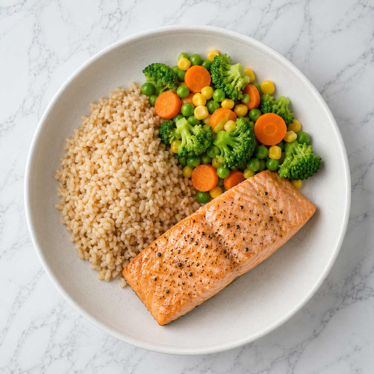 Salmon, Rice + Veggies