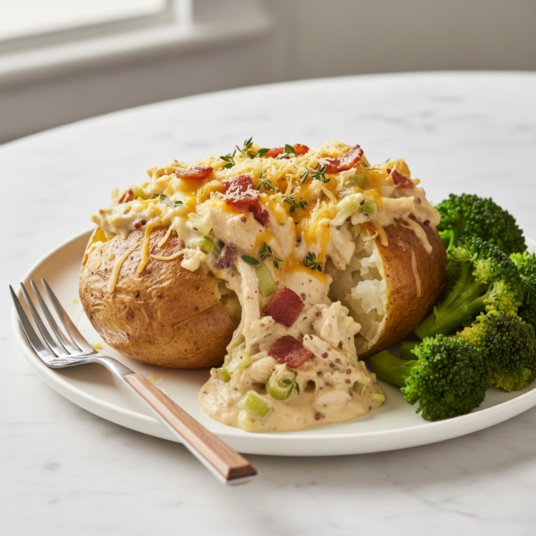 Creamy Chicken & Leek Baked Potato