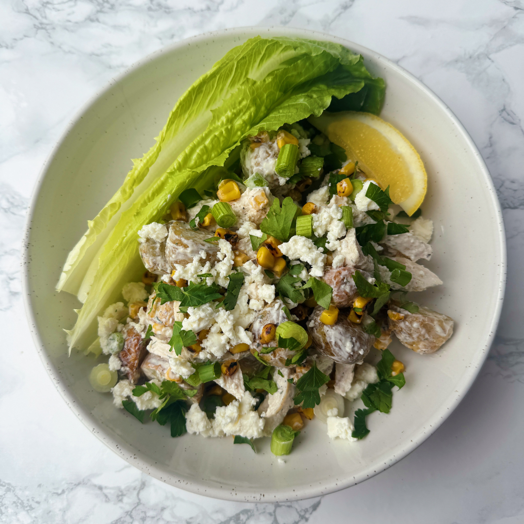 Chicken, Feta & Charred Corn Potato Salad