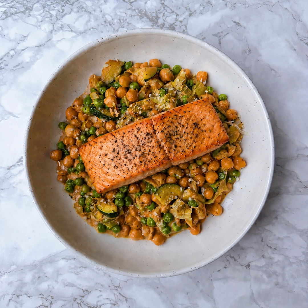 Creamy Chickpeas & Salmon