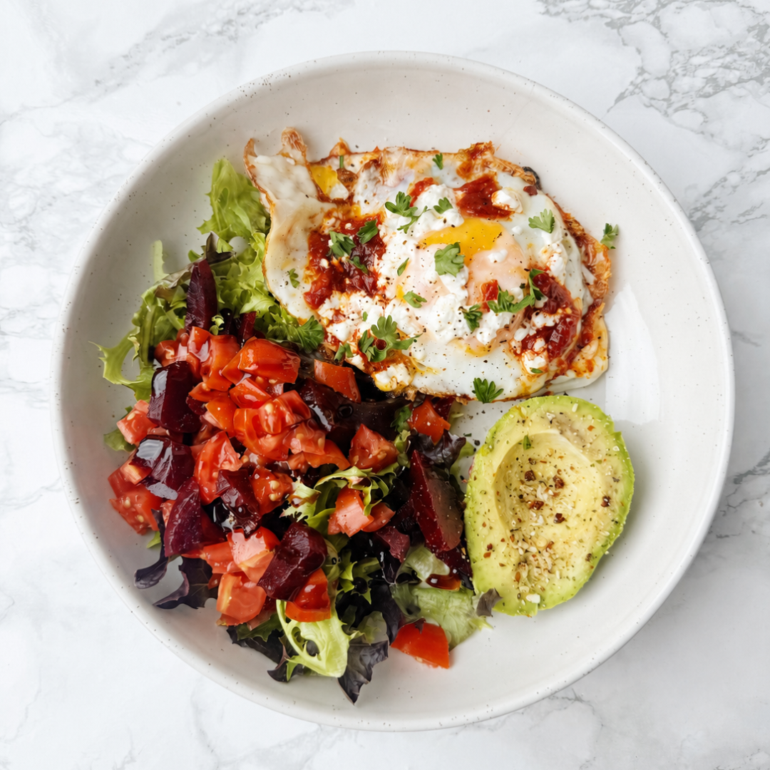 Harissa Feta Fried Eggs