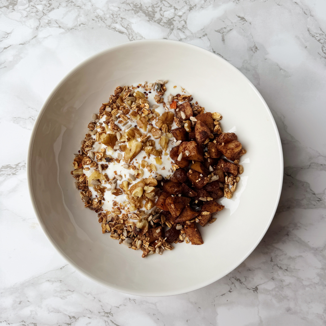 Stewed Apple, Greek Yoghurt + Kefir Bowl