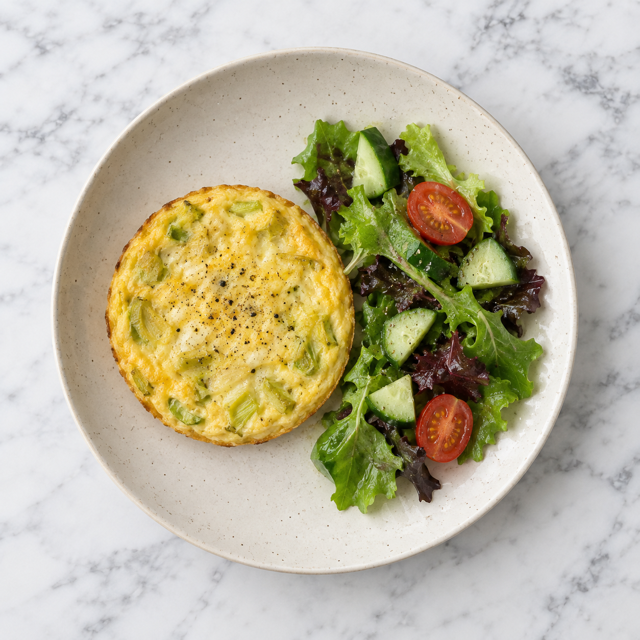 Leek and Cheese Frittata and Salad