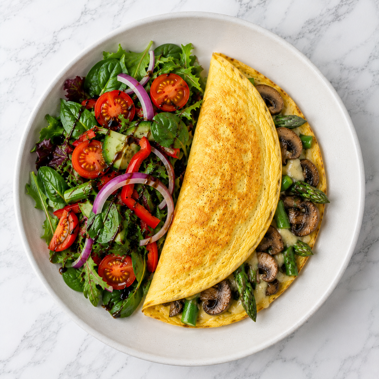 Mushroom + Asparagus Omelette
