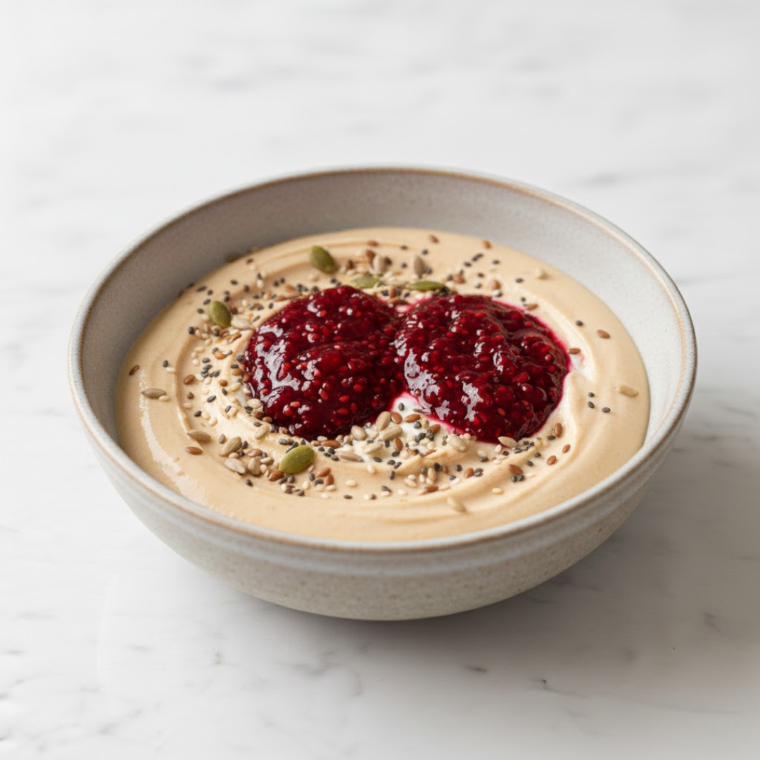 Peanut Butter and Raspberry Yoghurt Bowl