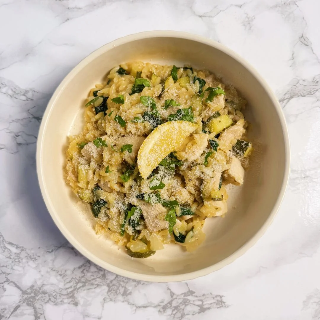 One Pan Lemon Chicken Parmesan Orzo
