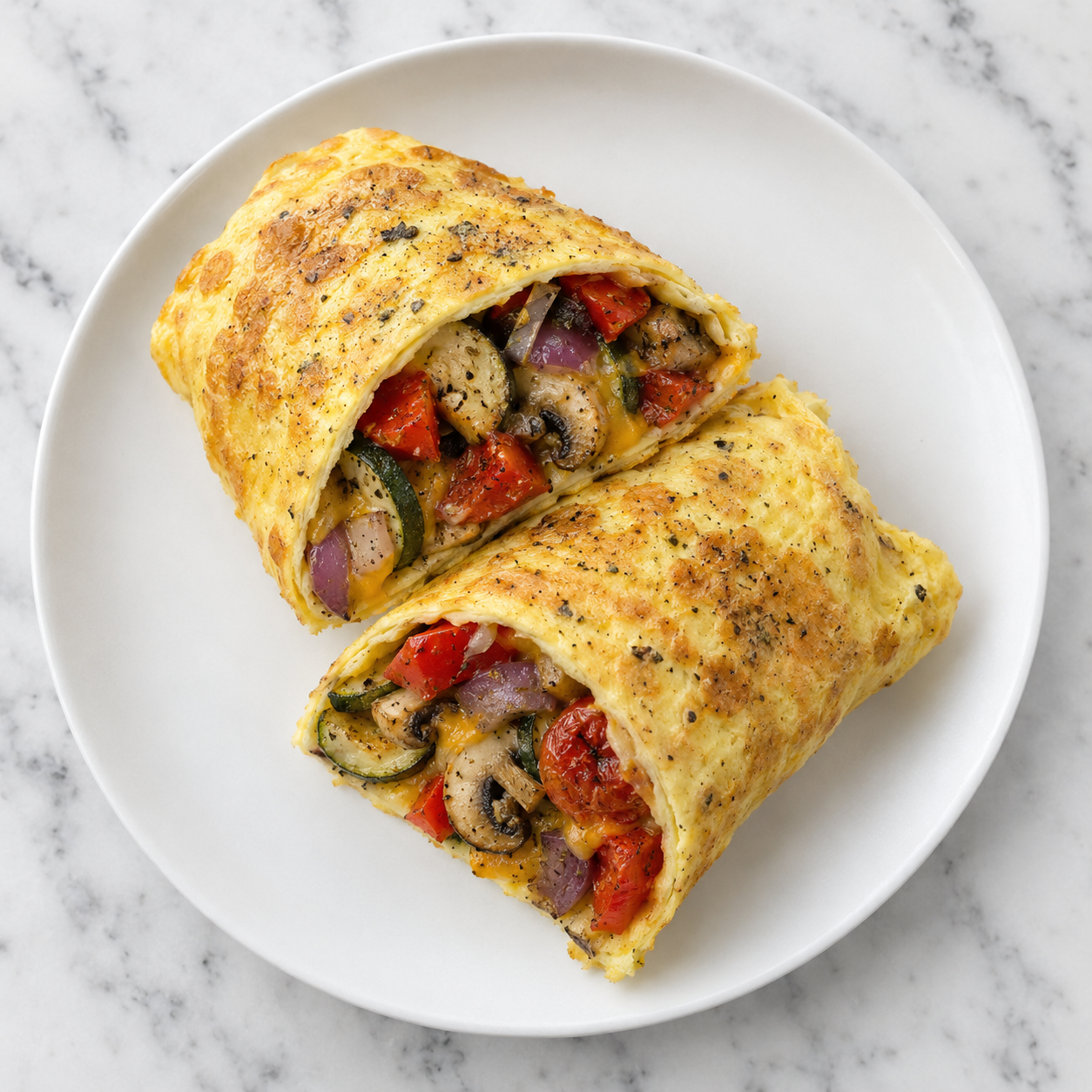 Cheese and Roasted Veg Omelette Wrap