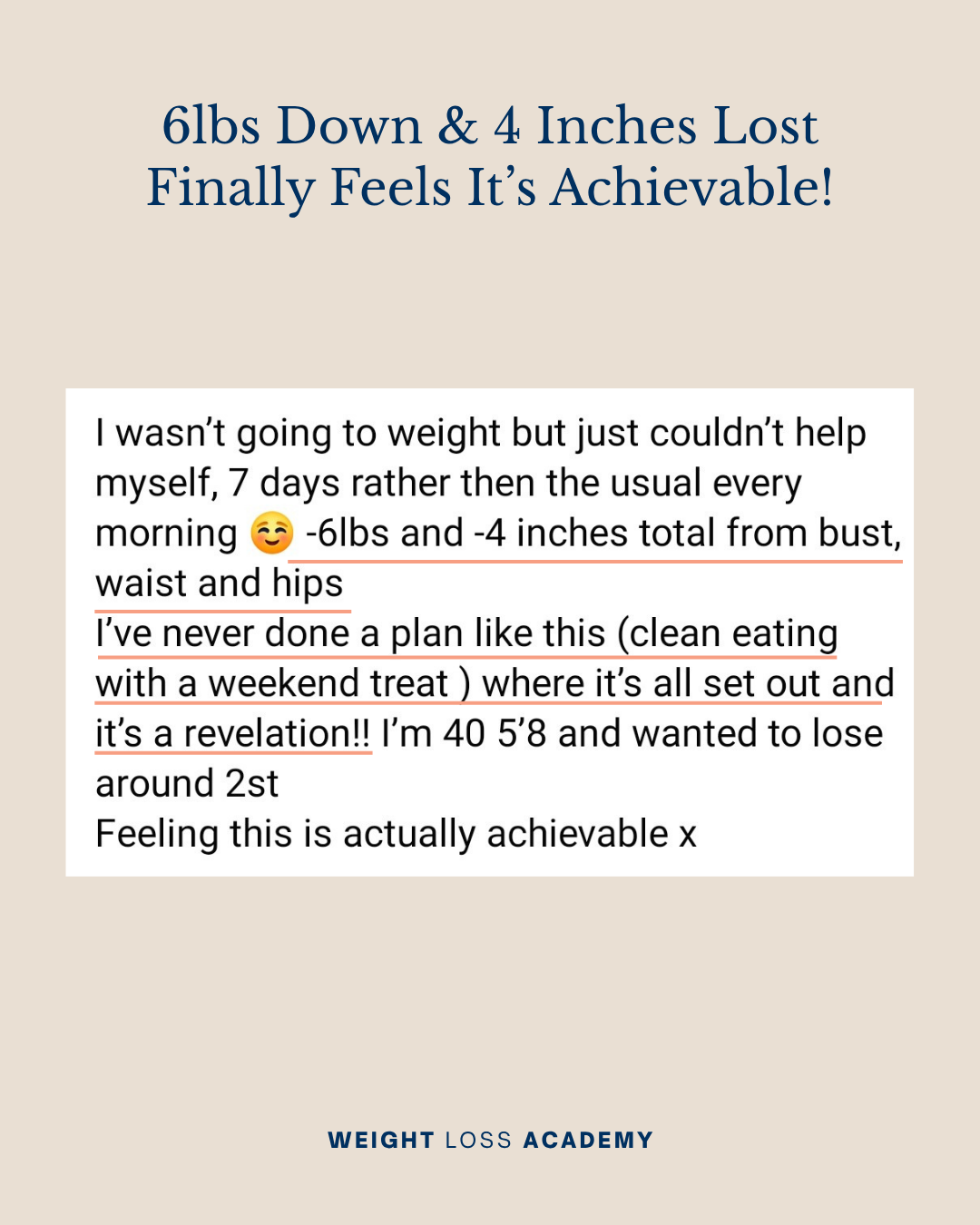 21 Day Reset - Written Testimonial - 6lbs down and 4 inches lost