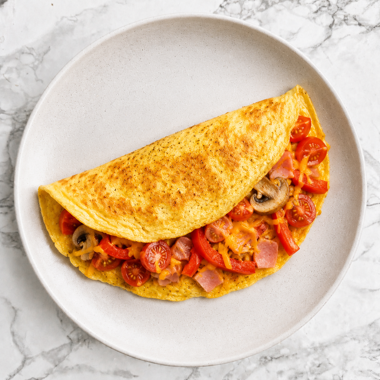 Ham, Cheese and Veg Omelette Wrap