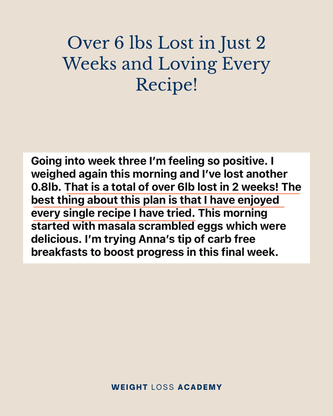 21 Day Reset - Written Testimonial - over 6lbs lost in 2 weeks