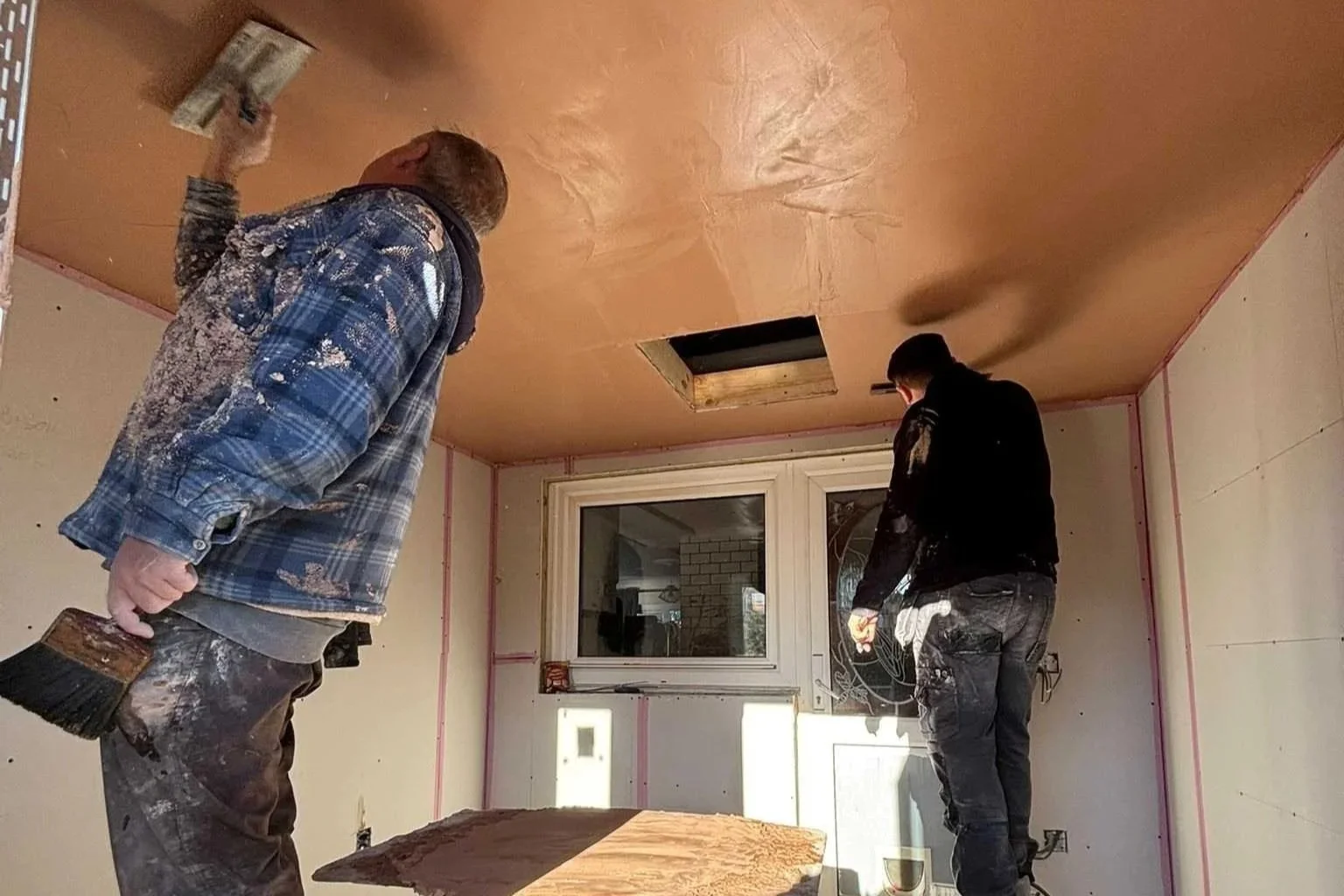 Plastering modular extension South Wales