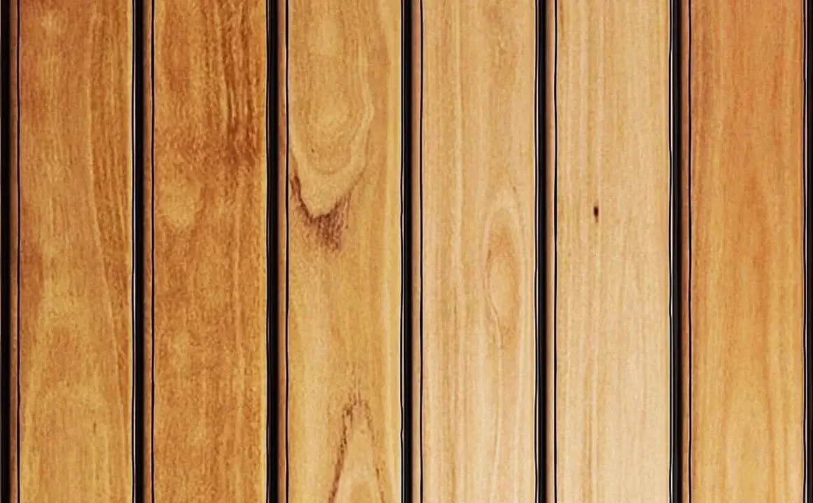 Close-up of vertical wooden planks with a warm finish