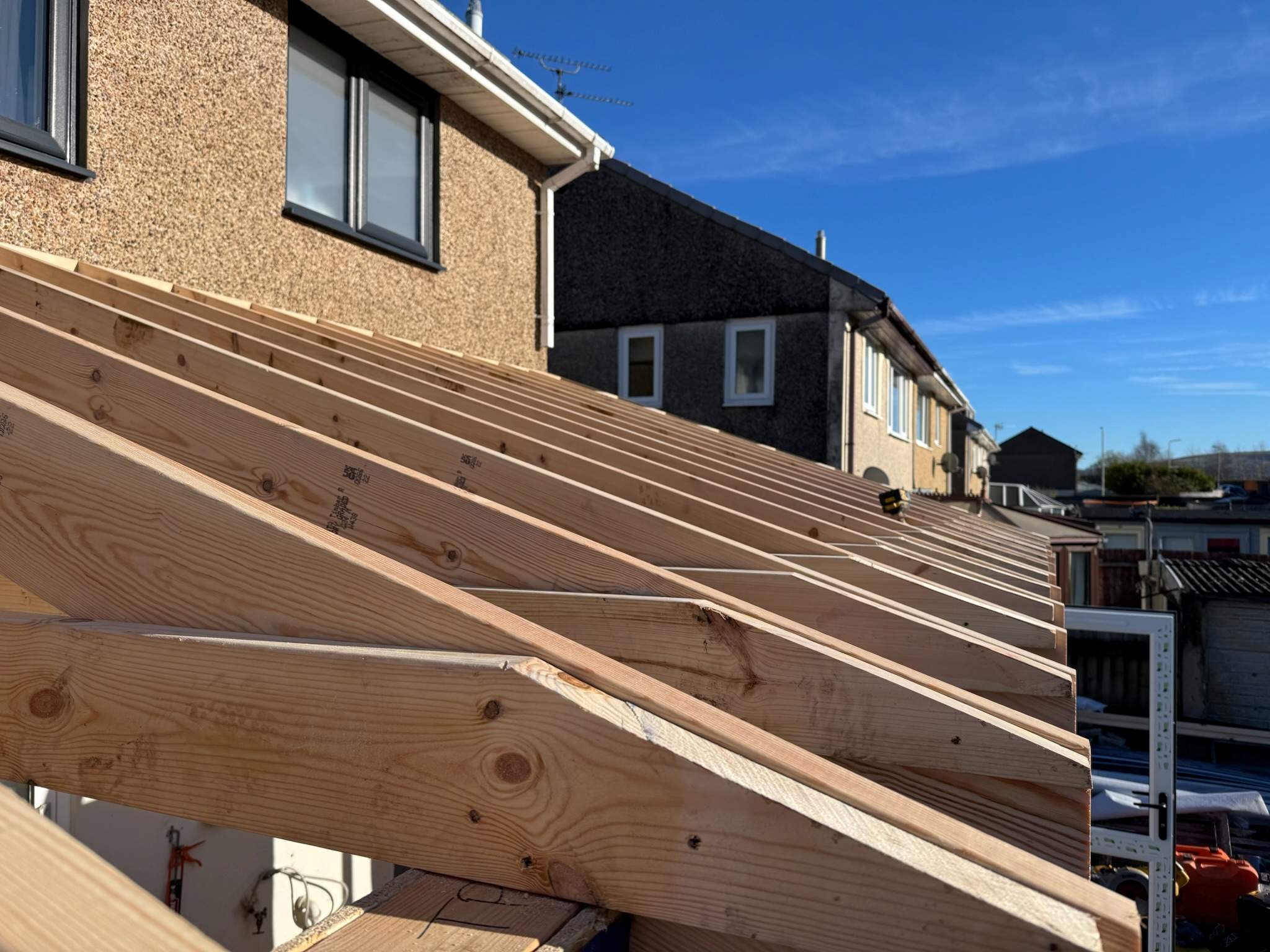 Timber rafters SIPs extension Newport