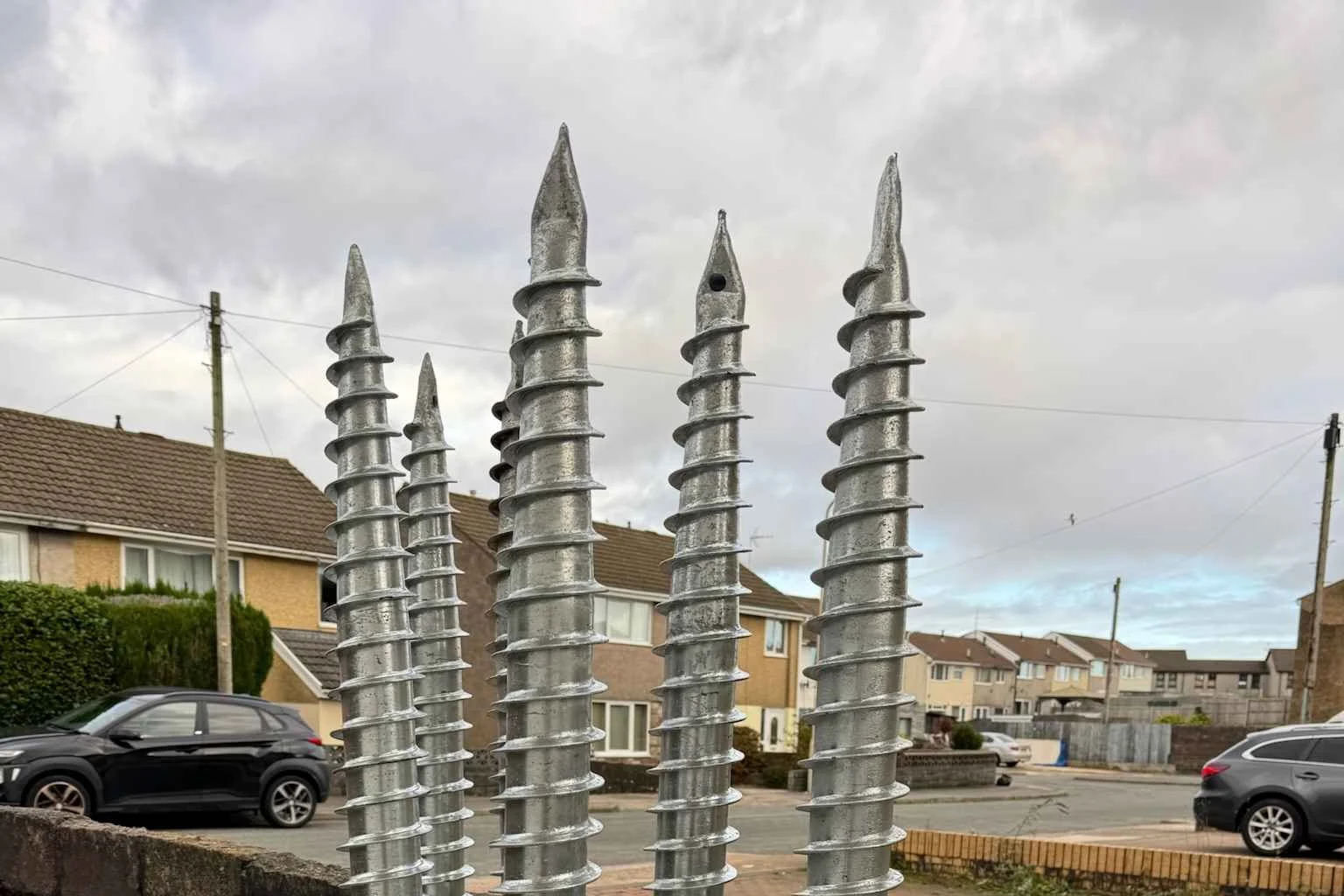 Ground screws for pull test South Wales
