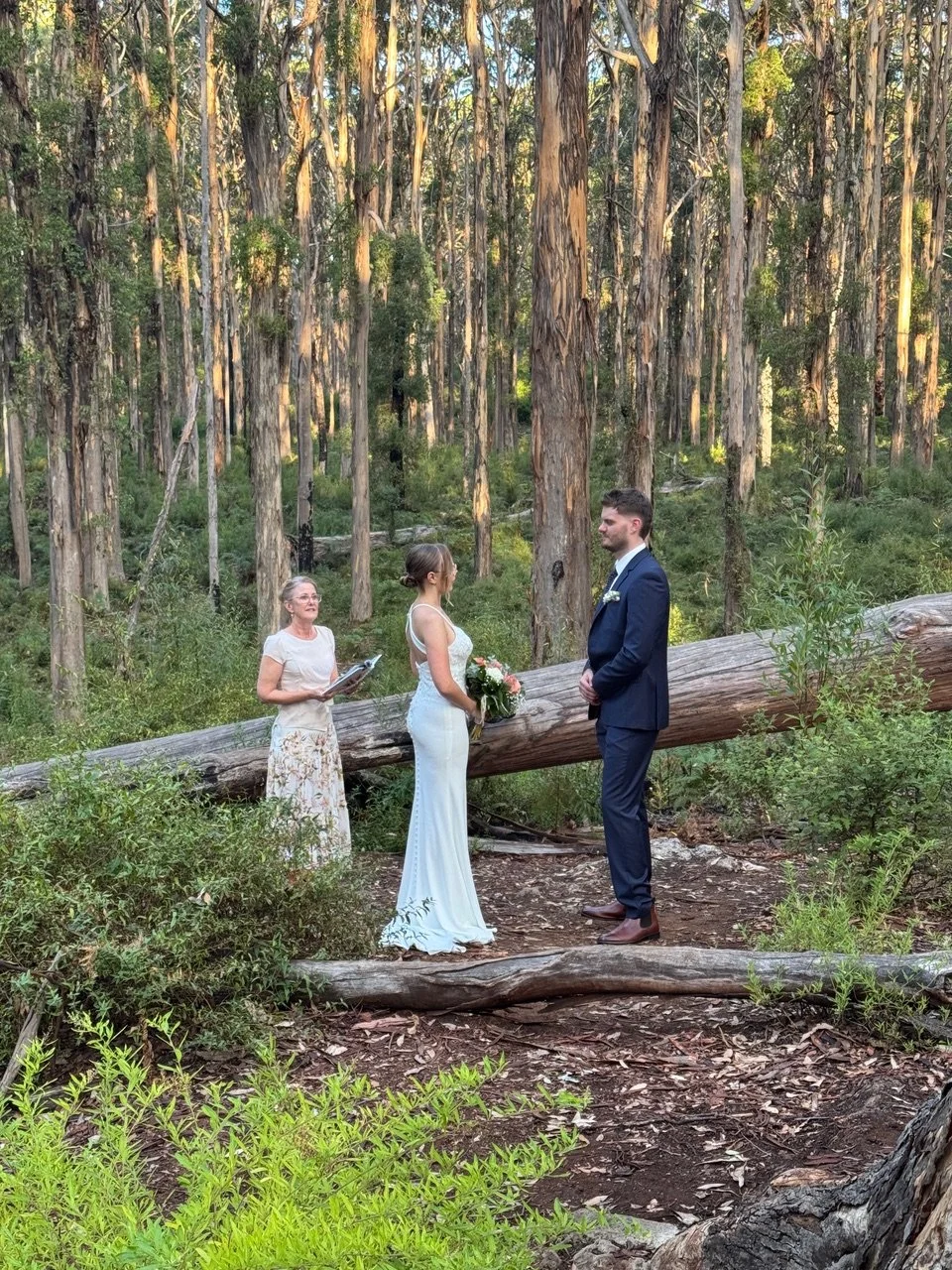 Celebrant marrying couple in the Boranup Forest