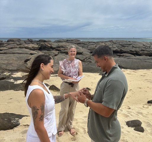 Couple eloping on Margaret River beach, officiated by marriage celebrant Beth Louise