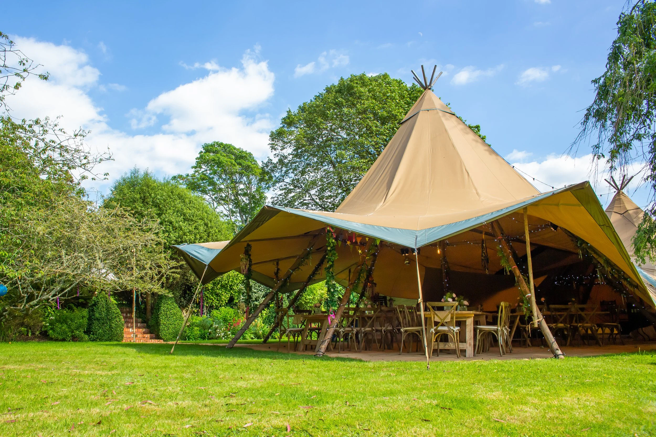Corporate tipi summer party hire Devon
