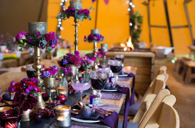 Purple Styling Inspiration for a wedding tipi