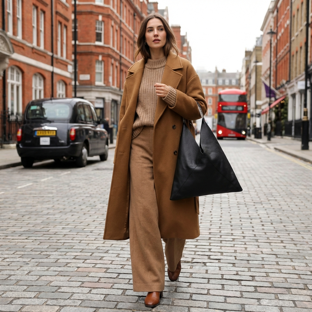 beautiful dark haired woman with ladies black bag London