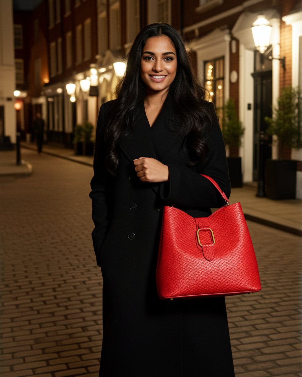 red leather ladies handbag