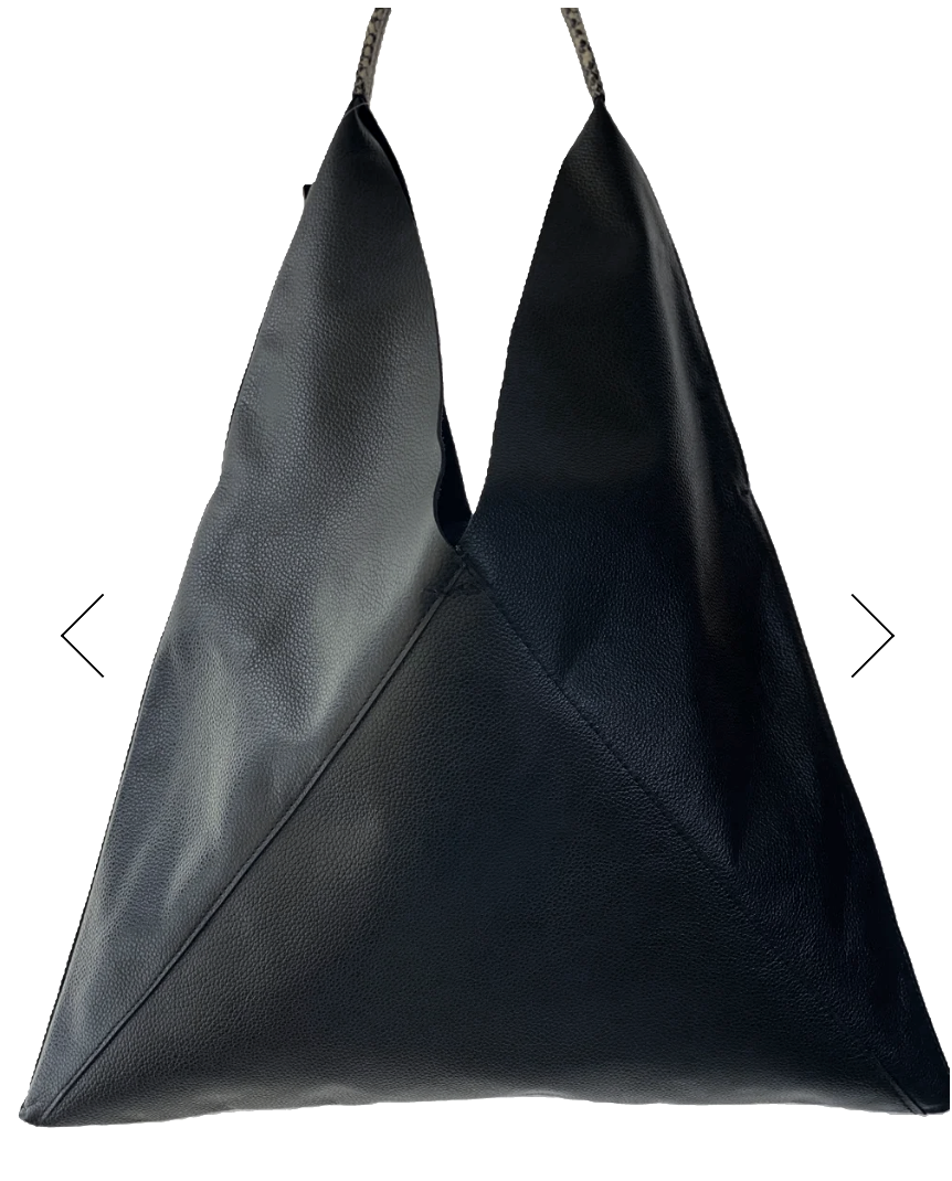 LA Threads Origami Genuine Leather Black Bag