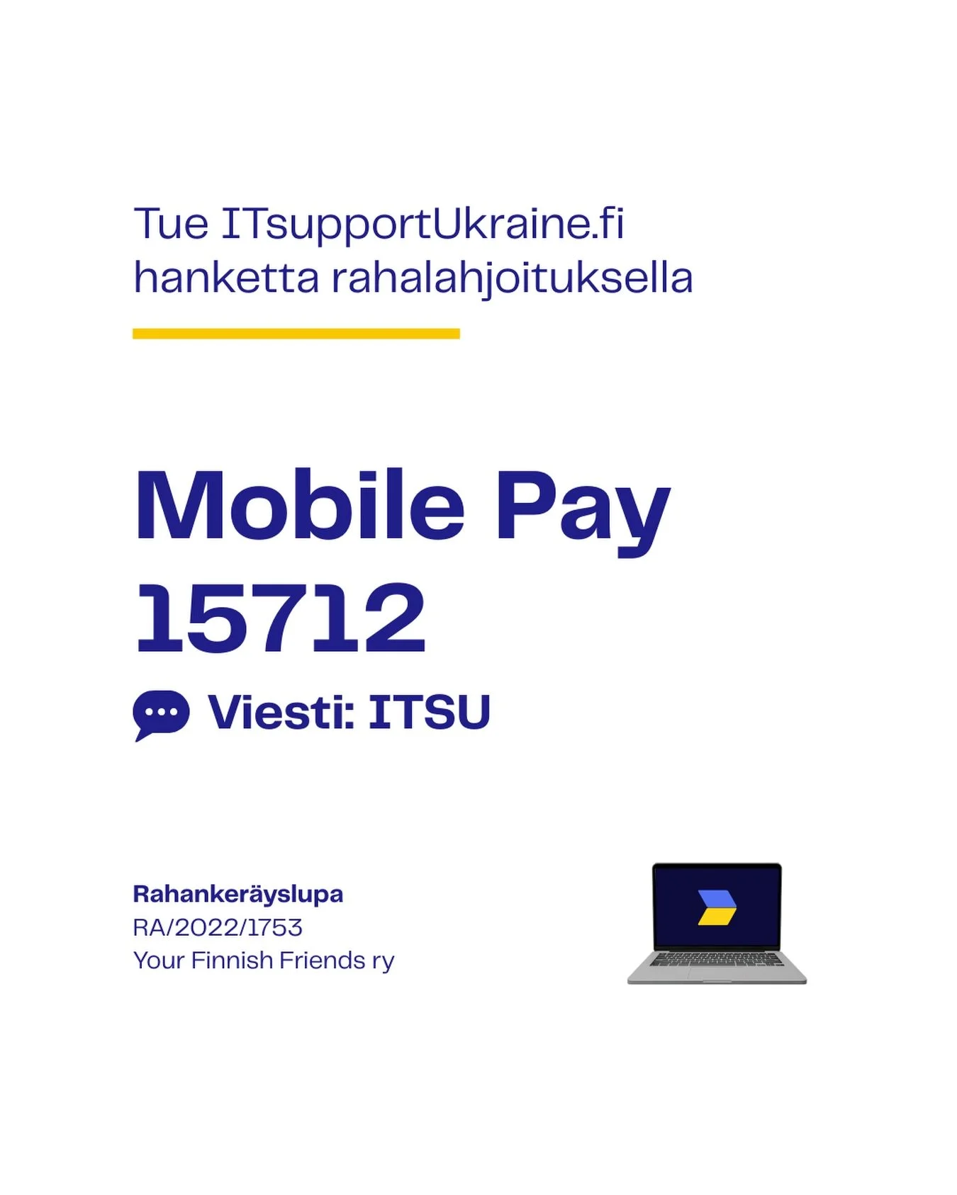 Tue &ldquo;ITSU&rdquo; hanketta rahalahjoituksella ✨ Varoilla varmistat ett&auml; Ukrainan puolustusta tukeva vapaaehtoisprojektimme n&auml;kyy ja py&ouml;rii! 😎 

MobilePay
Viesti: ITSU
15712

===

Lahjoitus tilille FI26 4730 0010 6108 21
K&auml;yt