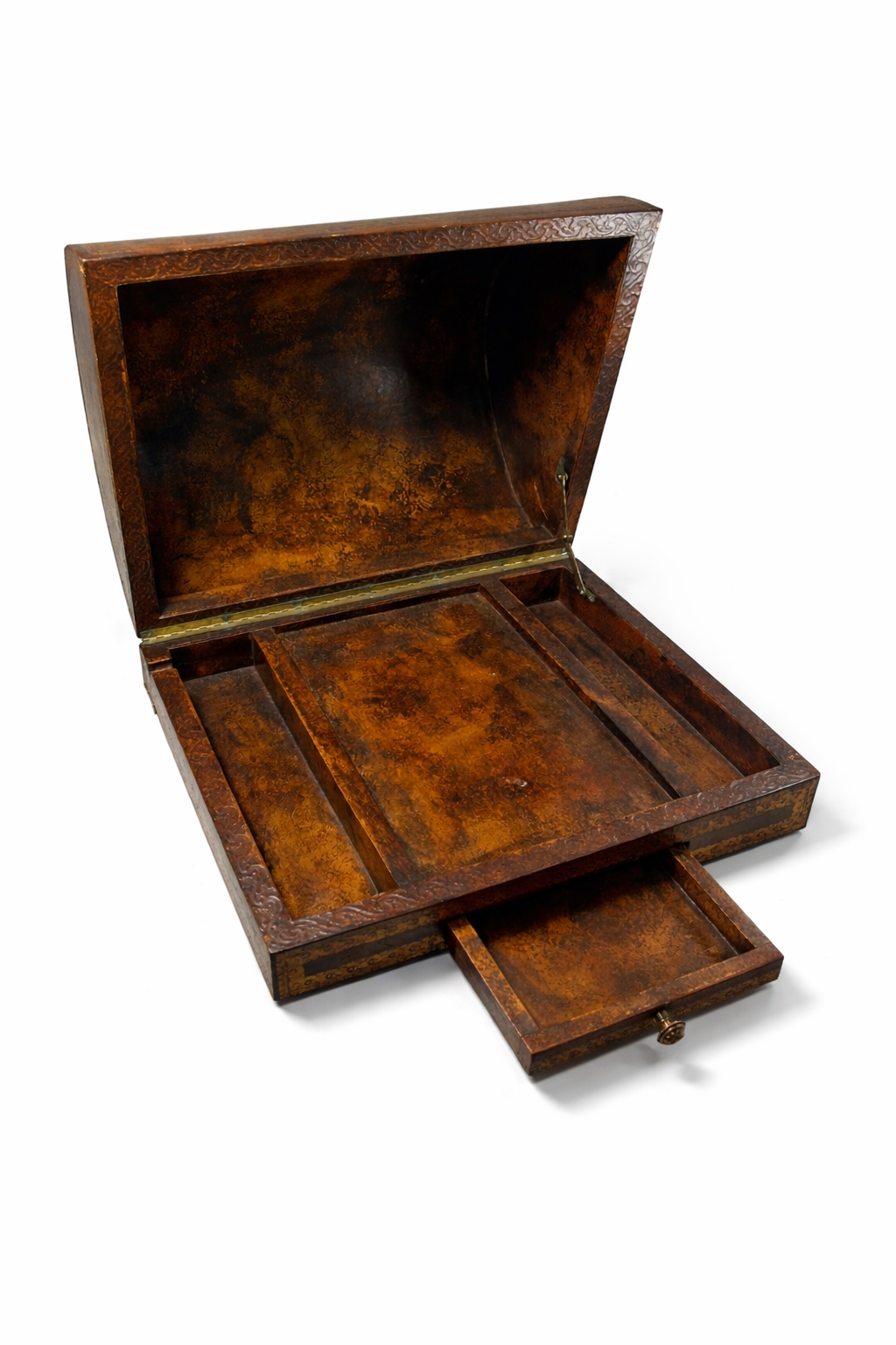 Boîte ancienne en cuir Napoléon III