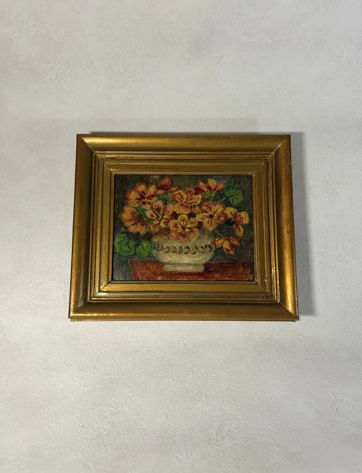 Petit tableau vintage - paysage nature morte "Bouquet"