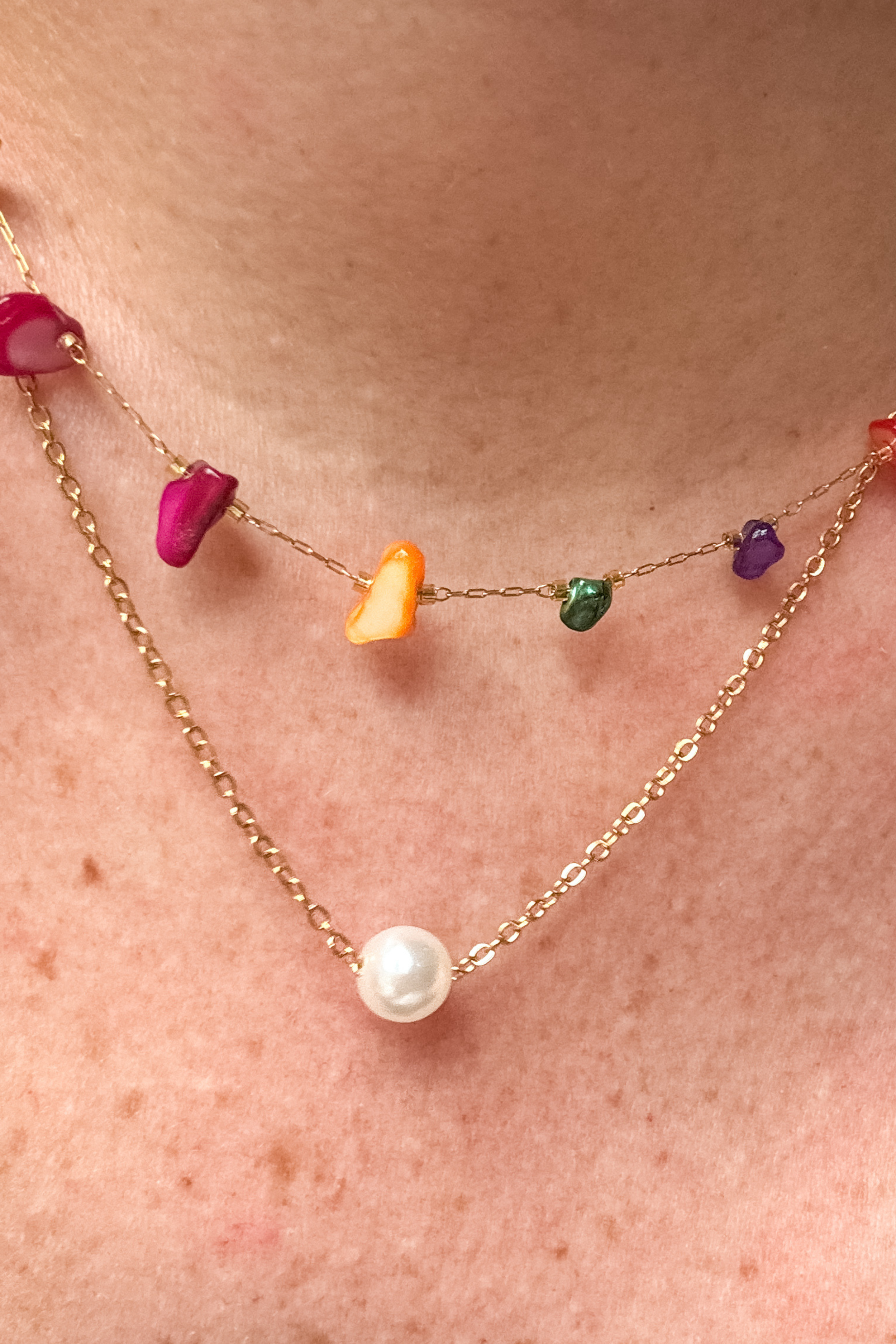Candy Bliss Colourful Stones Necklace. 18K Gold Plated Chain, very versatile. Waterproof. Emilia Burk.