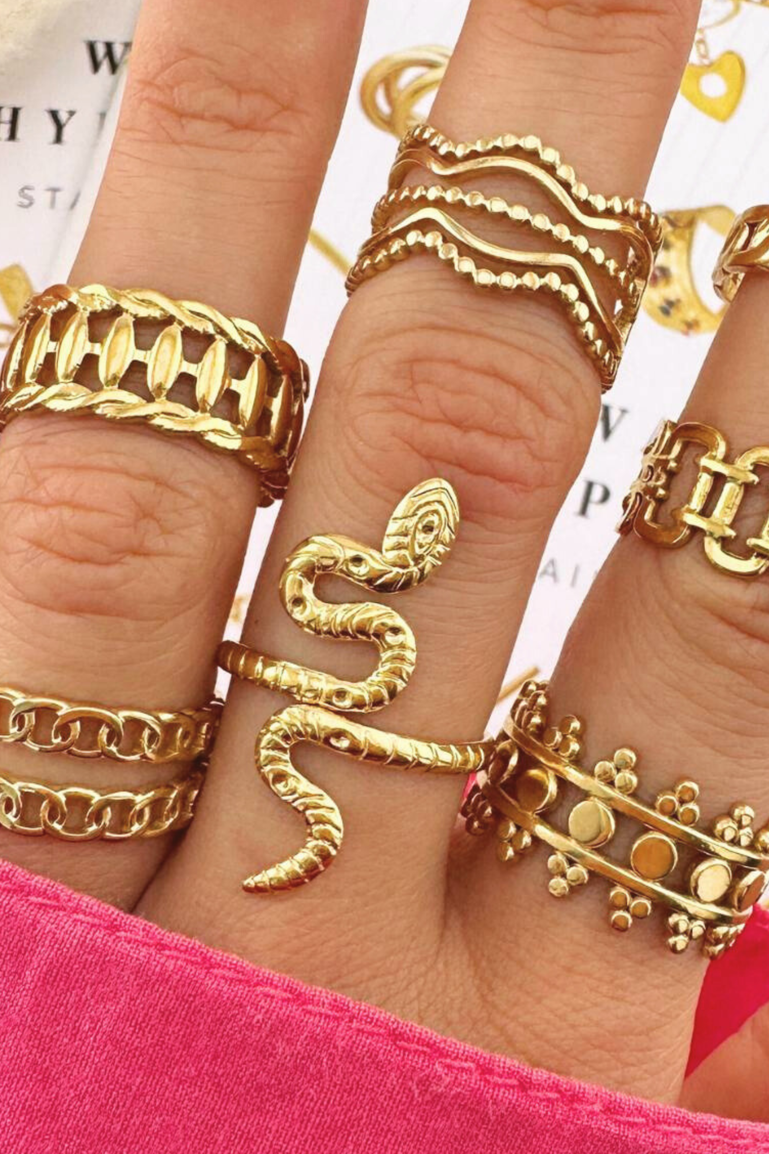 Willow Ring, 18K Gold Plated Dainty Ring adjustable in the shape of a snake. Waterproof. Emilia Burk