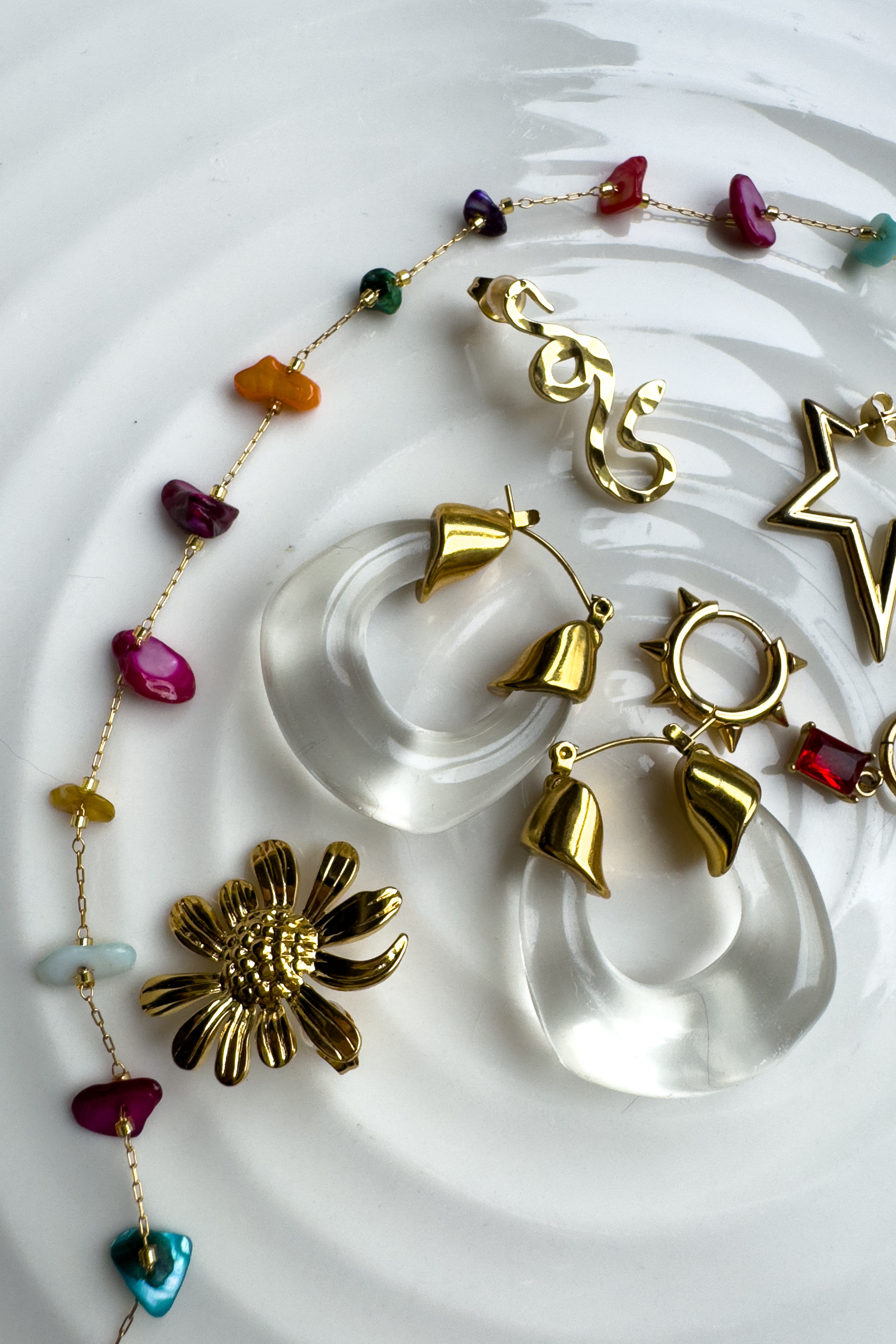 Candy Bliss Colourful Stones Necklace. 18K Gold Plated Chain, very versatile. Waterproof. Emilia Burk.