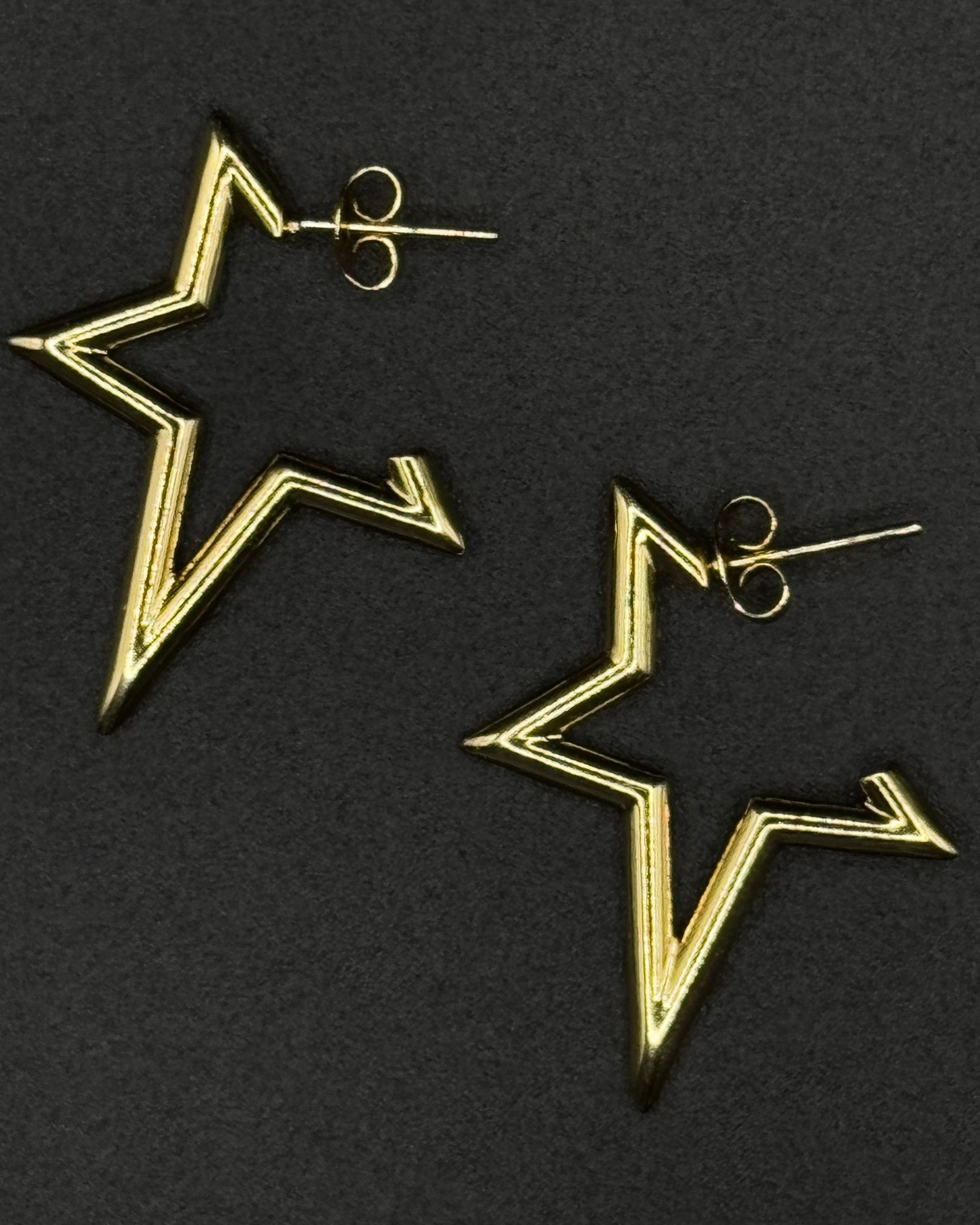 Stars earrings, star shaped hoops 18K Gold Plated Dainty Earrings. Waterproof. Emilia Burk
