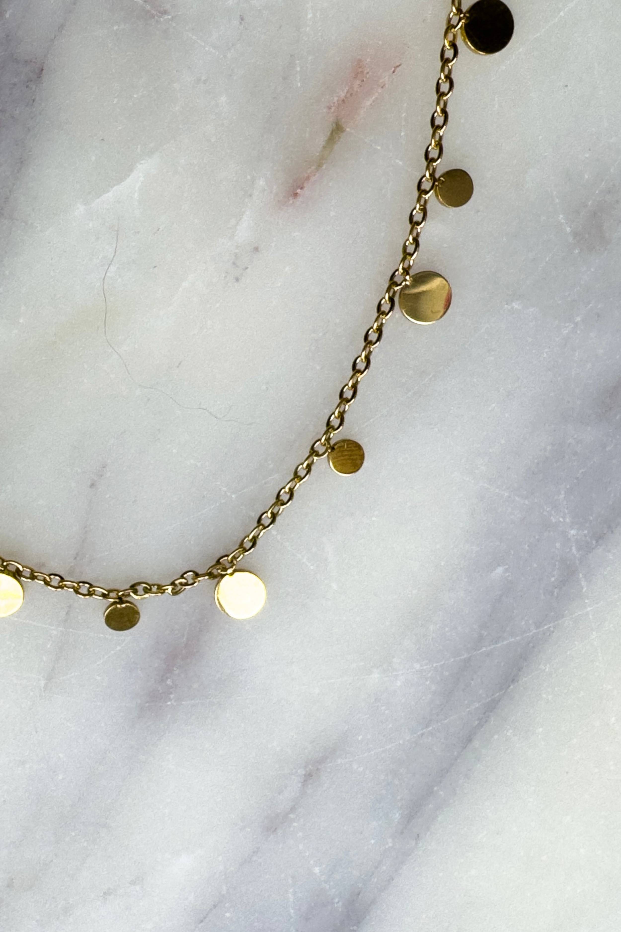 Solstice Necklace. 18K Gold Plated Necklace with Golden Coins. Waterproof. Emilia Burk