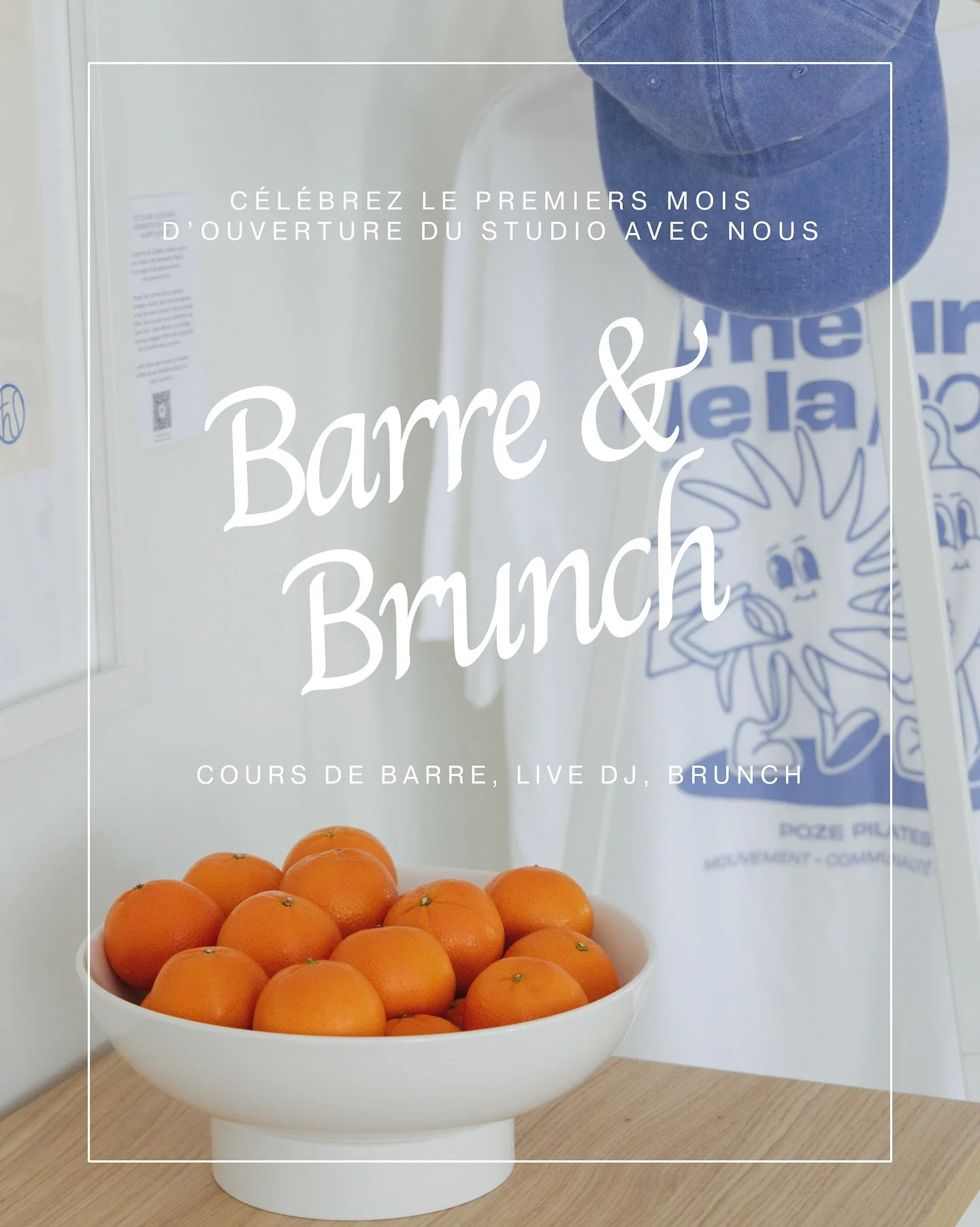 Joignez-vous &agrave; nous le dimanche 19 octobre pour notre &eacute;v&eacute;nement sp&eacute;cial Barre &amp; Brunch 🩰🍊

- Cours sp&eacute;cial de Barre (SANS la Barre) &ndash; 45 minutes avec Sarah French
- Live DJ avec l&rsquo;incroyable @cece.