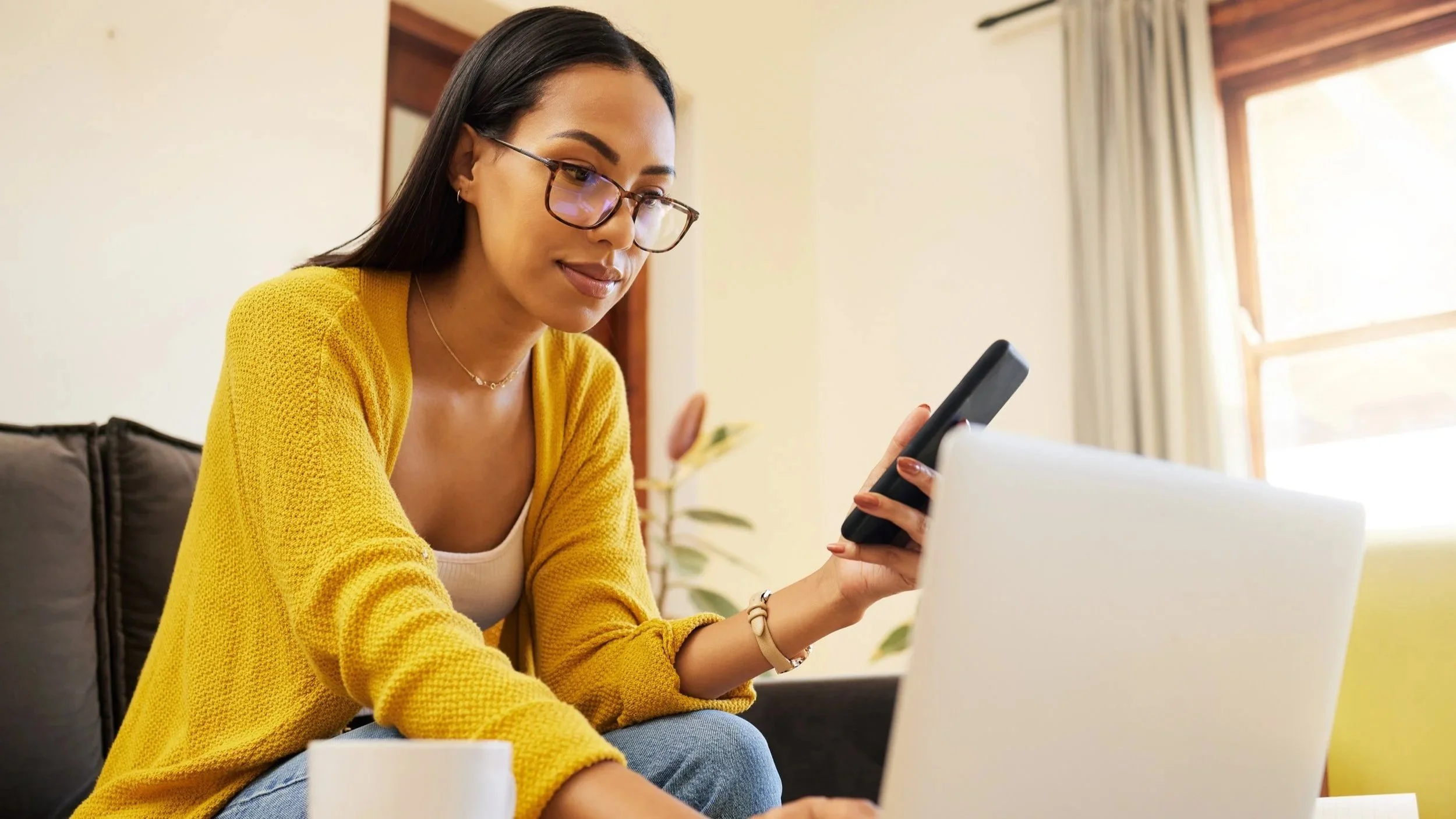 Woman Checking rates Online