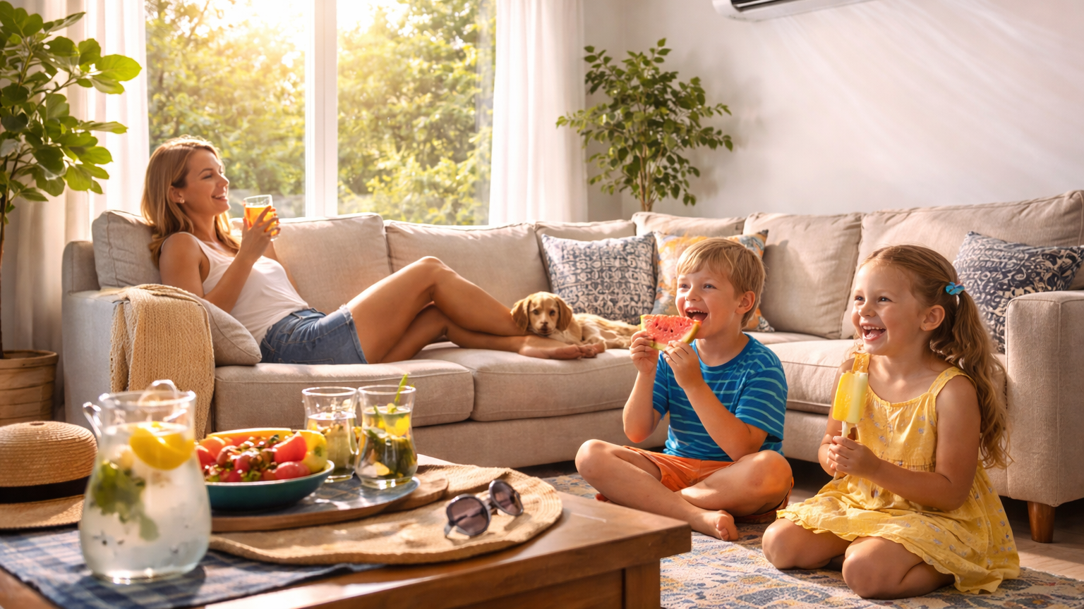 Family Enjoying Refreshments