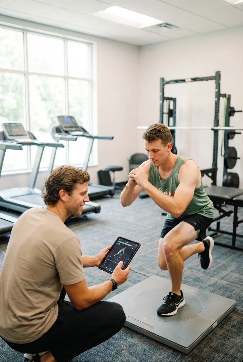 Patient working with a provider at a sports chiropractic clinic in Hingham
