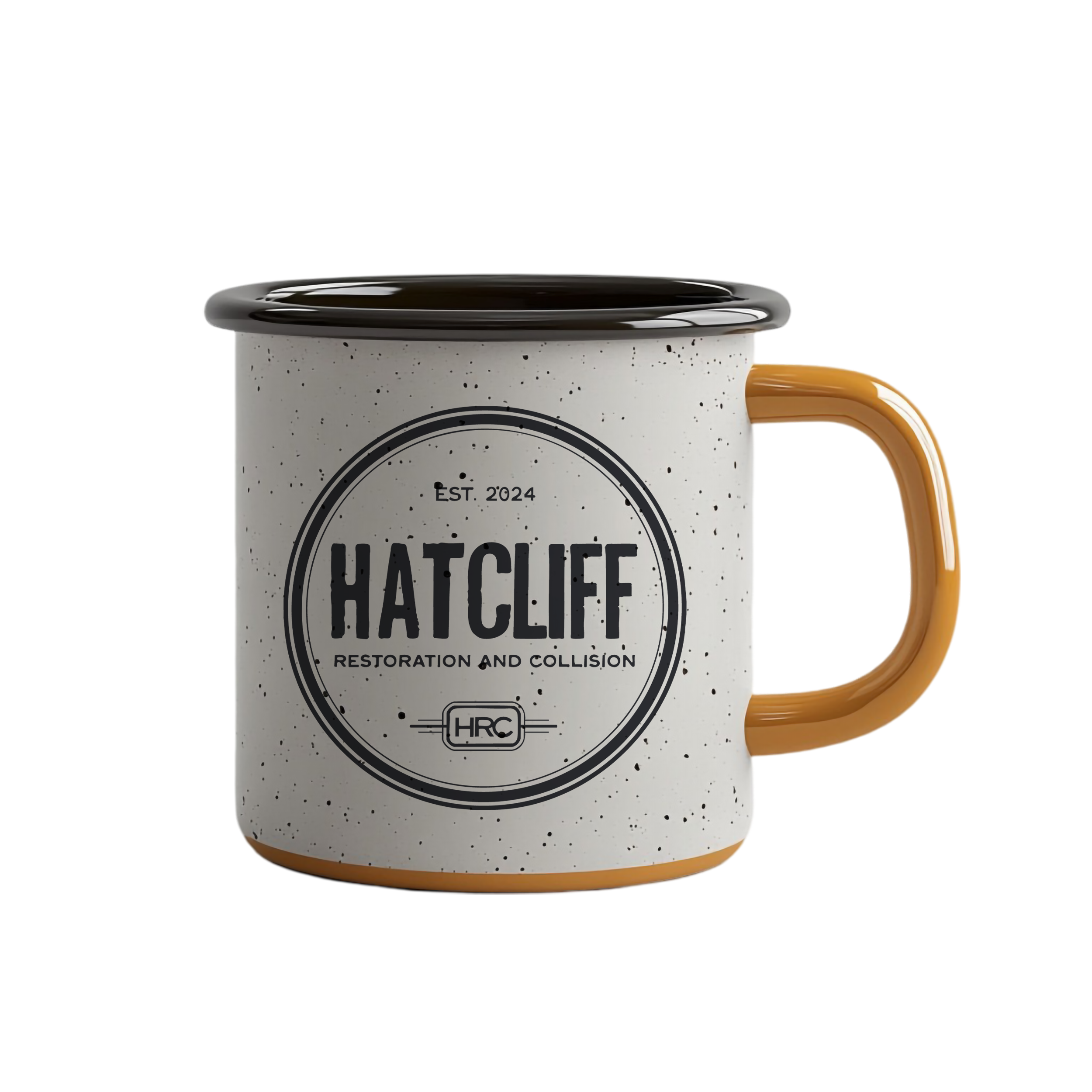 White travel tumbler with a handle, featuring an illustration of a woman and the words "Allure Hair Studio."