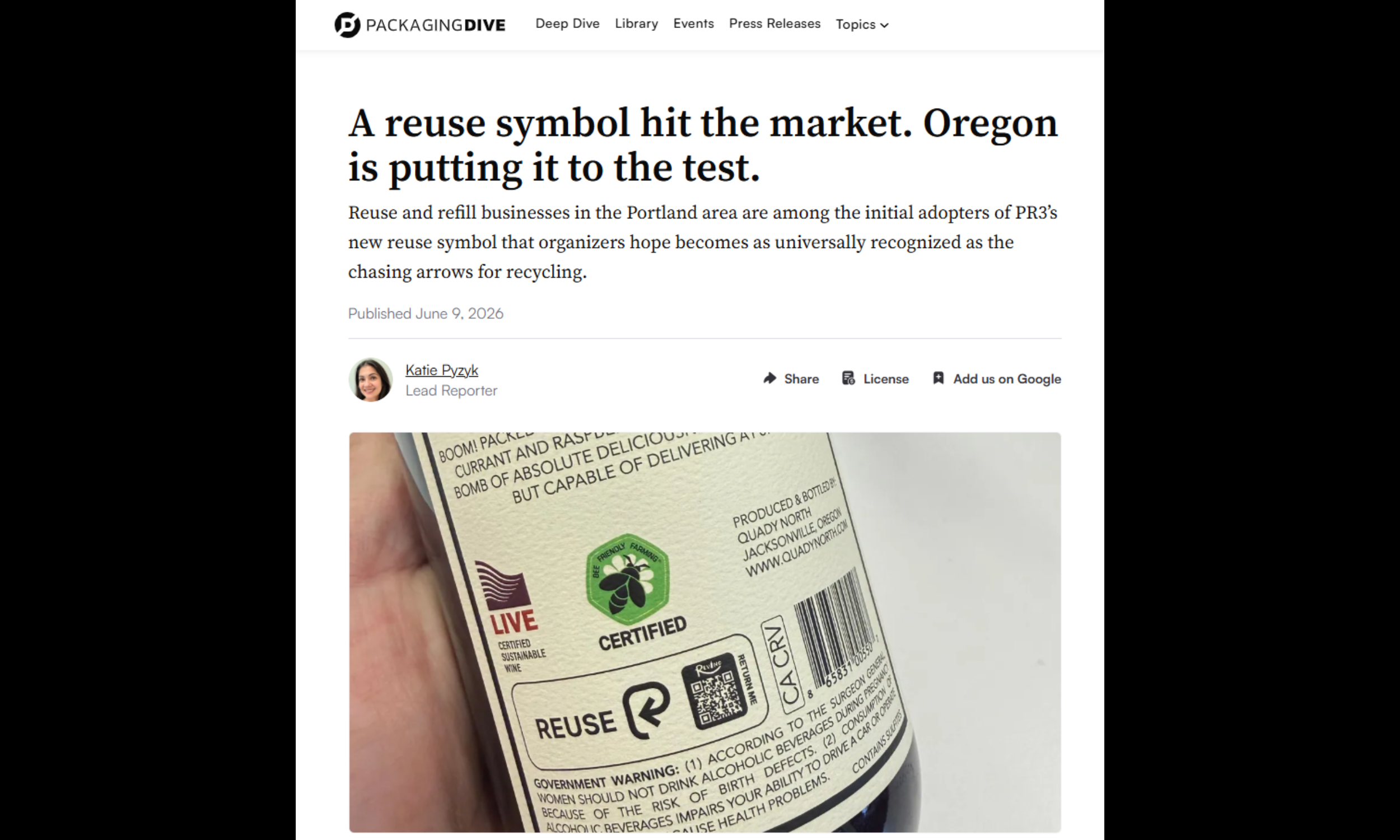 “I think it [the symbol] can stand for the next wave of global commerce that’s less wasteful and has single use in the rearview mirror.”