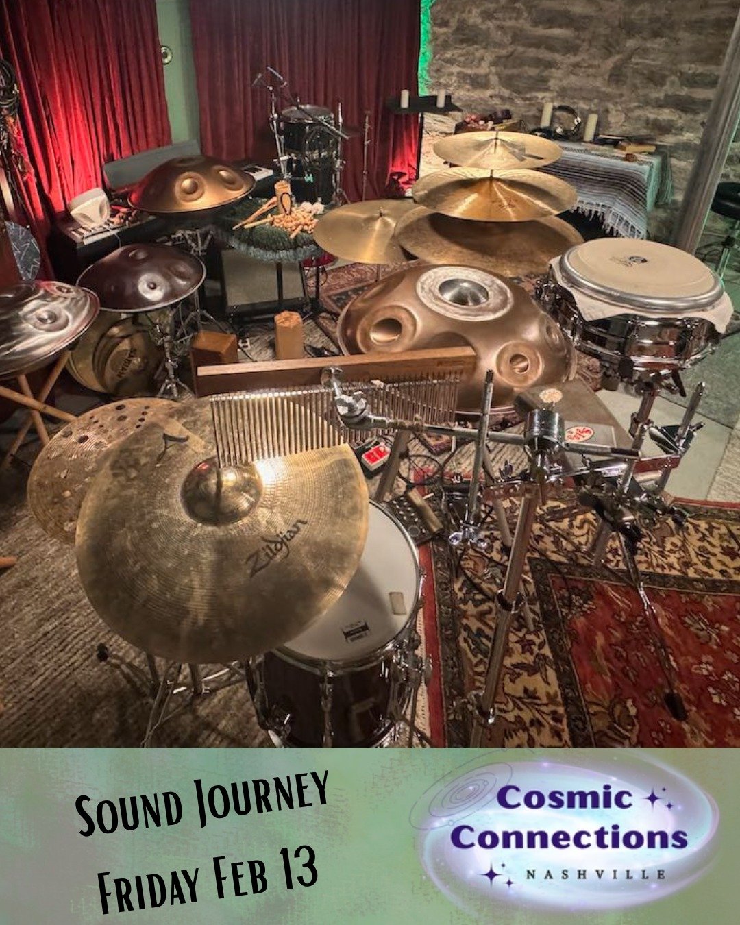 Getting my things together for the sound journey at Cosmic Connections tomorrow evening. There's still a few spots available if you'd like to join the kickoff event for the Weekend of Sound at @cosmicconnectionsnashville. 7pm Friday Feb 13. Link to r