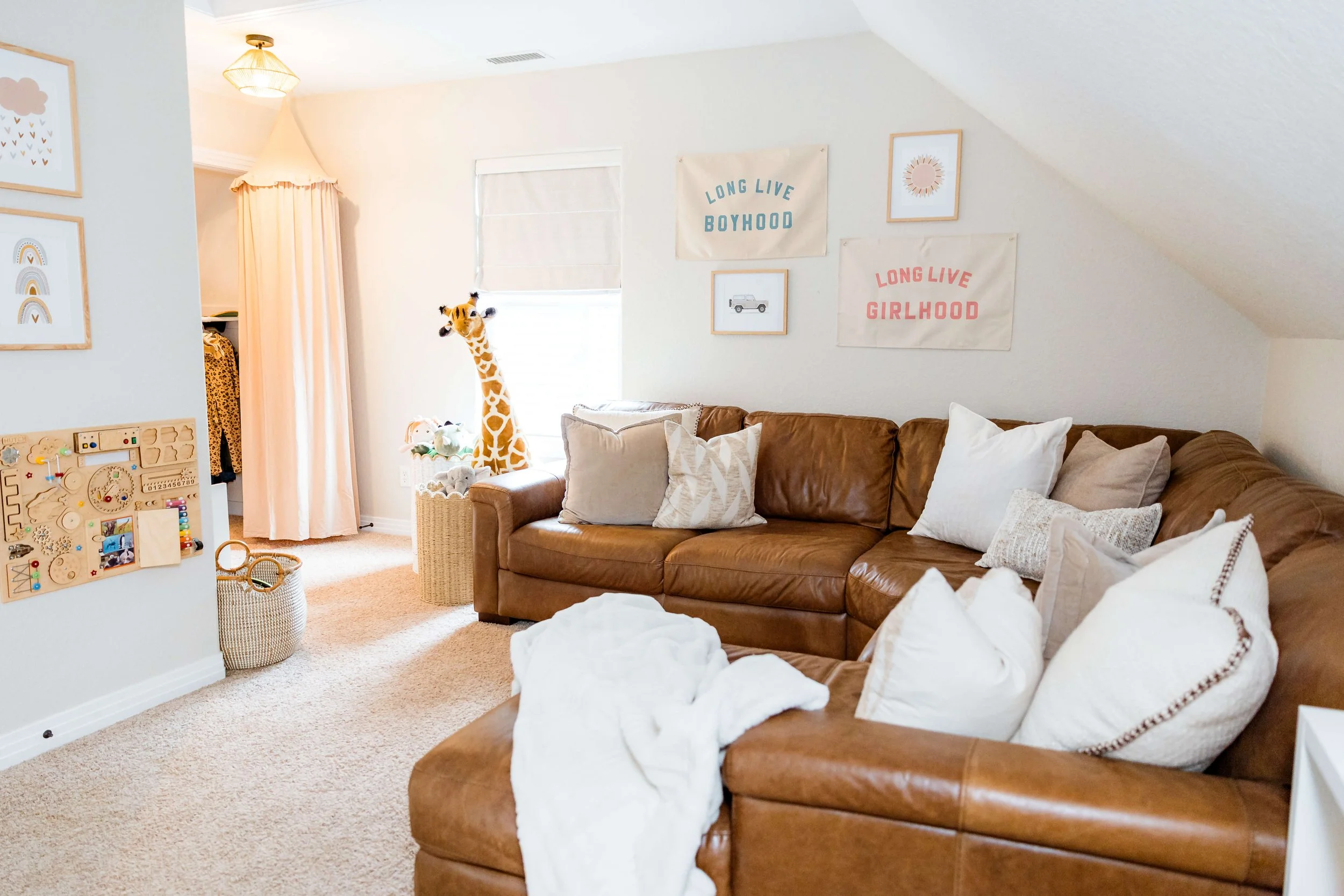 Cozy and functional playroom for toddler boys and girls