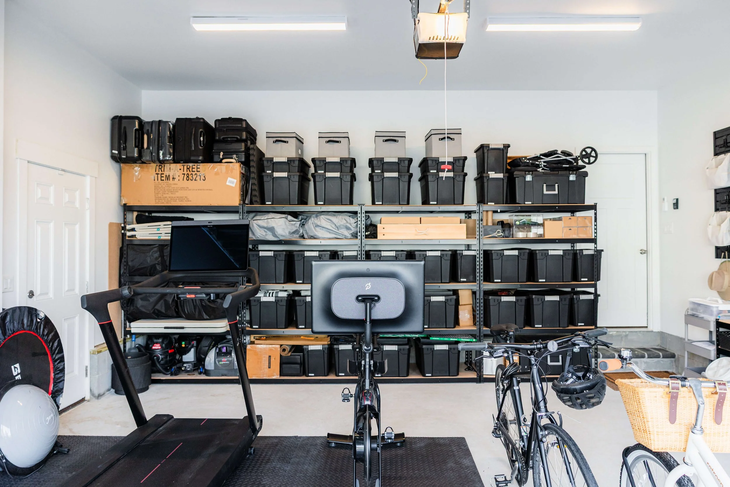 Organized garage with functional zones. 