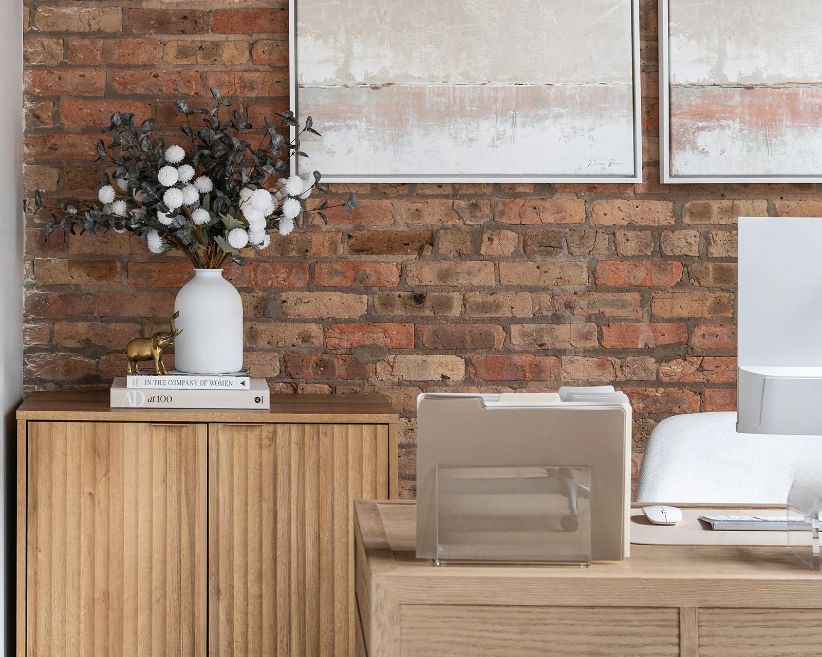 Female CEO office stlying showing textures and accessories. 