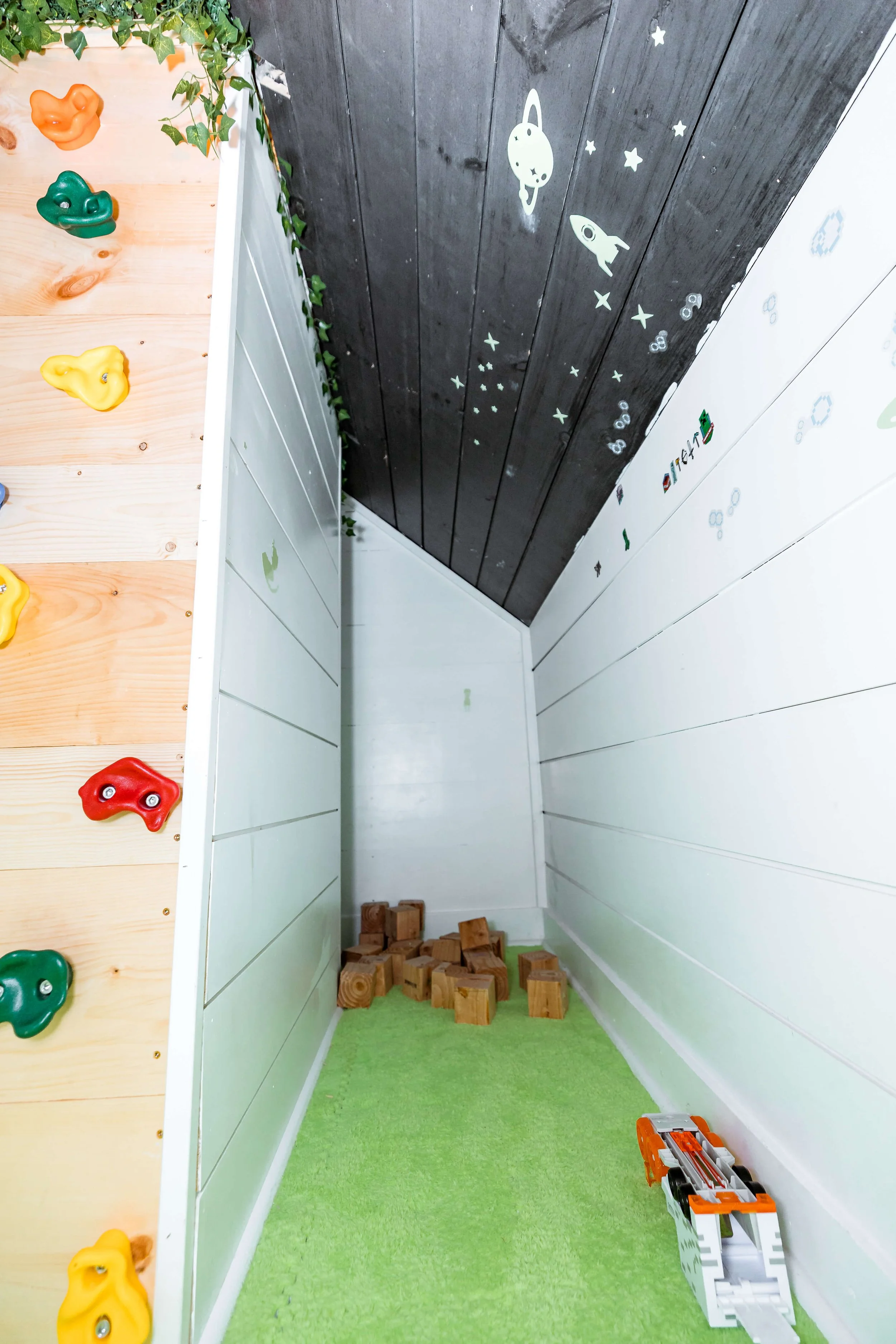 Ceiling detail in a hidden playroom secret room space.